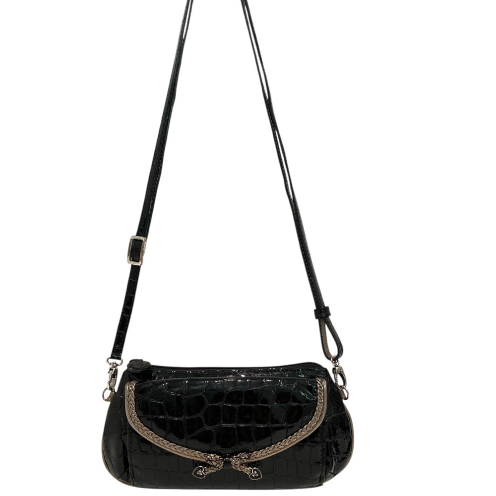 Brighton Black Croc-Embossed Patent Leather Women's Bag